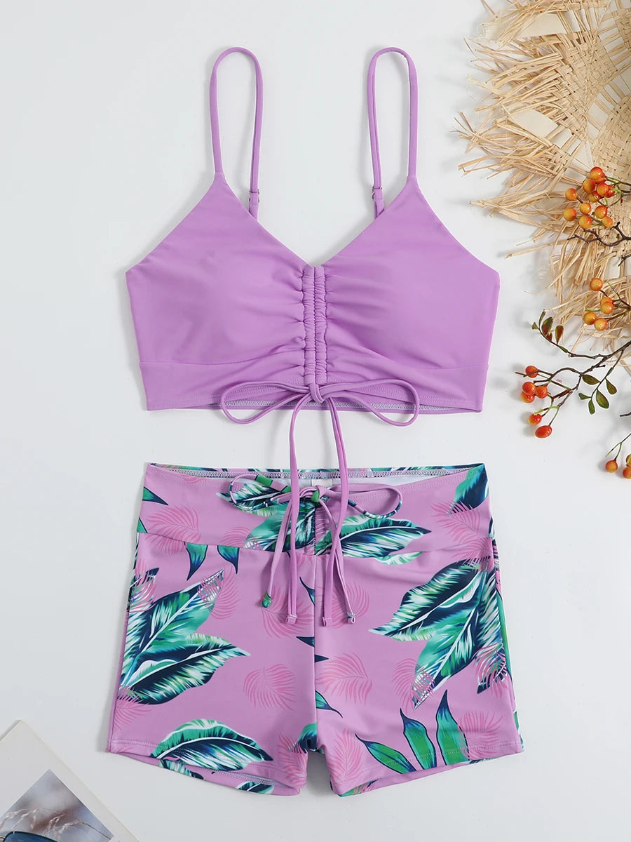 Women's 2025 Stylish Drawstring Swimsuit – High Waist Two-Piece