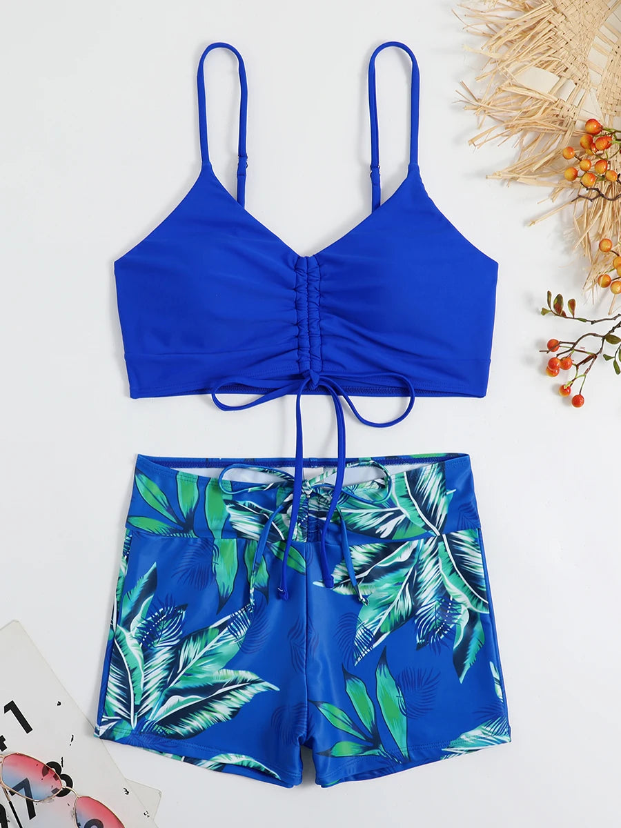 Women's 2025 Stylish Drawstring Swimsuit – High Waist Two-Piece