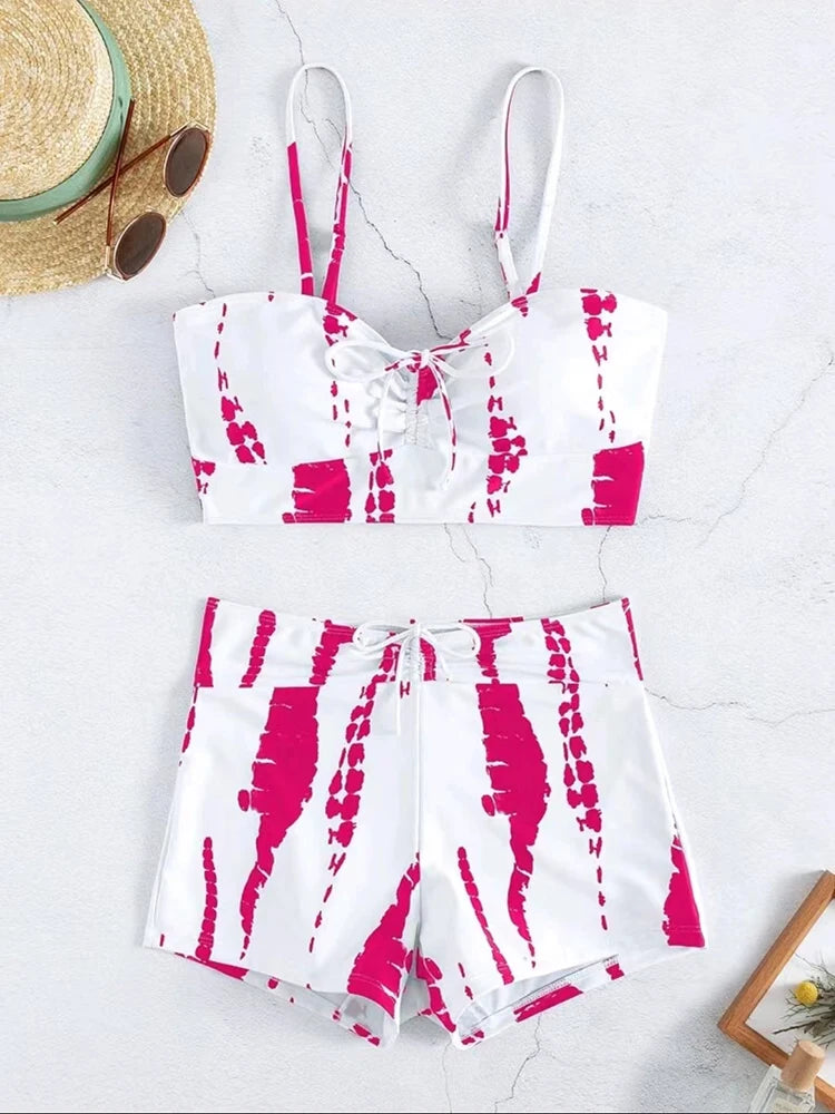 Women's 2025 Stylish Drawstring Swimsuit – High Waist Two-Piece