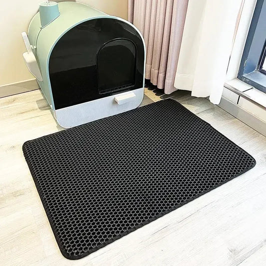 **Tapete para Areia de Gato Dupla Camada – Impermeável, Antiderrapante e Lavável | Prático, Higiene Eficiente para Banheiro Pet