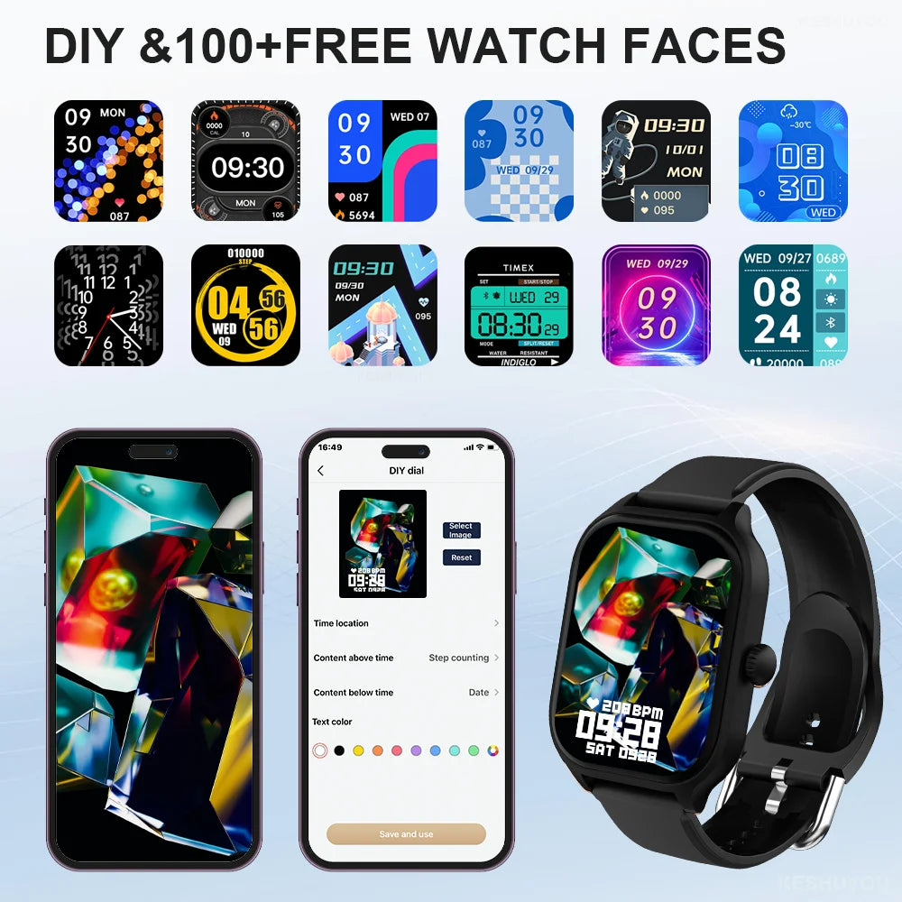 KESHUYOU H9 Pro MAX Smartwatch – 2.01" HD Display, Bluetooth Calling, Message Alerts, Sports Modes for Men and Women