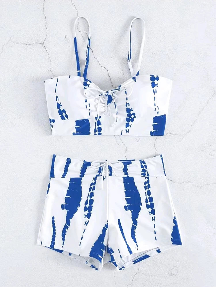 Women's 2025 Stylish Drawstring Swimsuit – High Waist Two-Piece