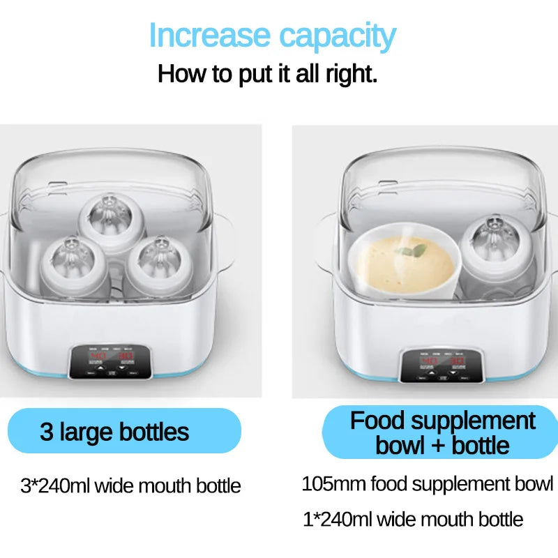 **Aquecedor e Esterilizador de Mamadeira 2 em 1 Automático – Inteligente, LED, Seguro e Rápido