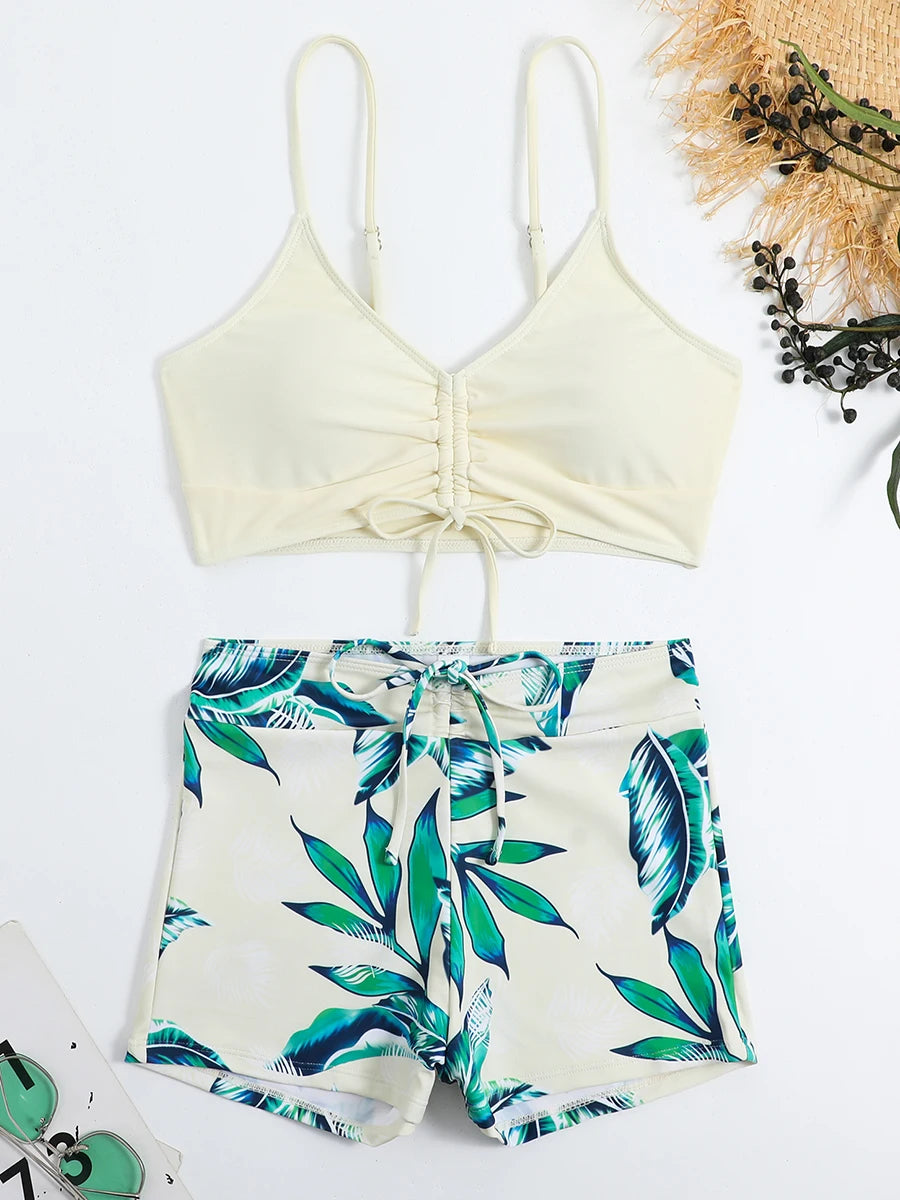 Women's 2025 Stylish Drawstring Swimsuit – High Waist Two-Piece