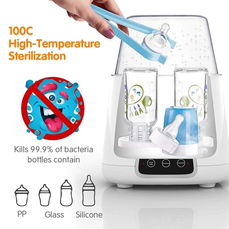 **Aquecedor e Esterilizador de Mamadeira 2 em 1 Automático – Inteligente, LED, Seguro e Rápido