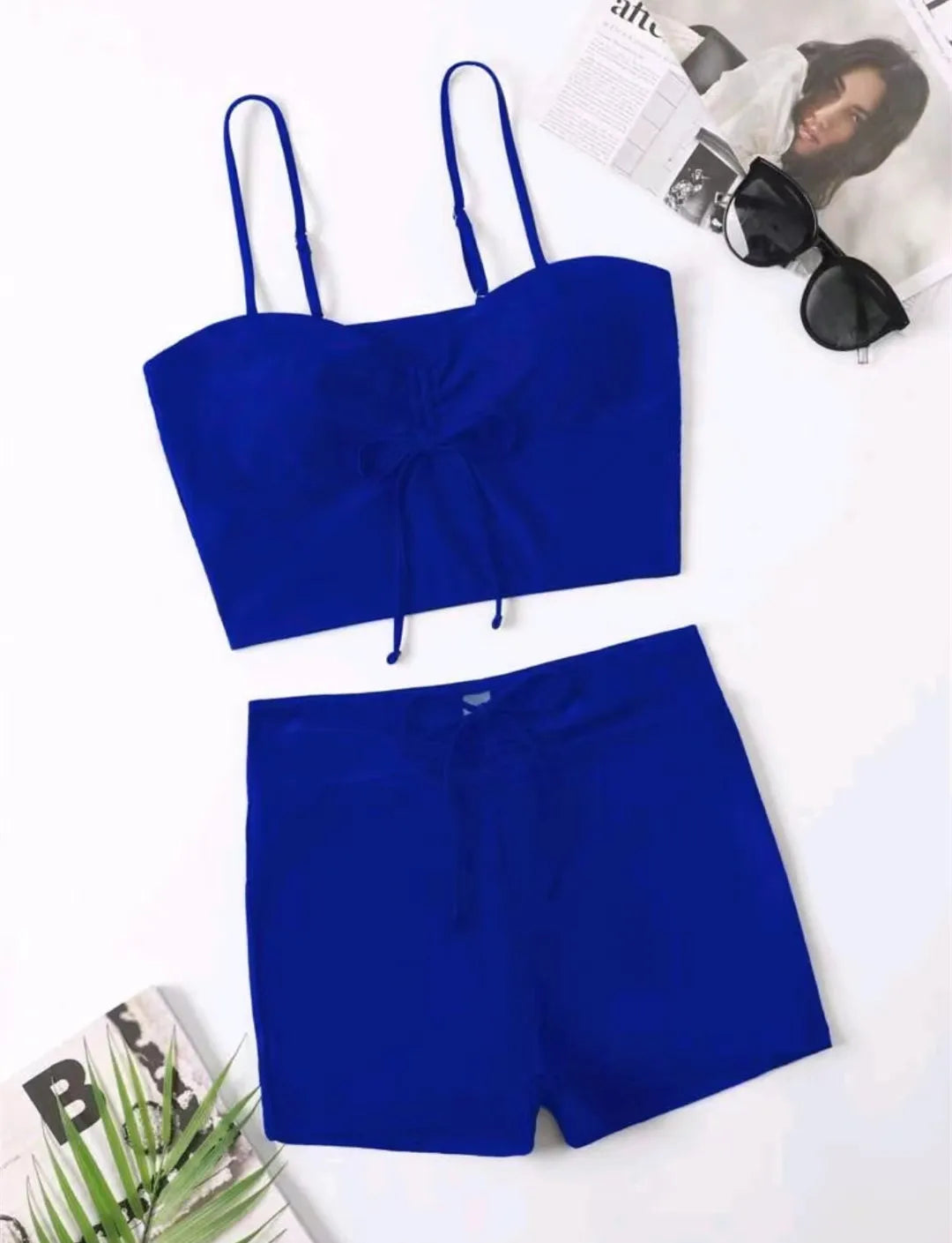 Women's 2025 Stylish Drawstring Swimsuit – High Waist Two-Piece
