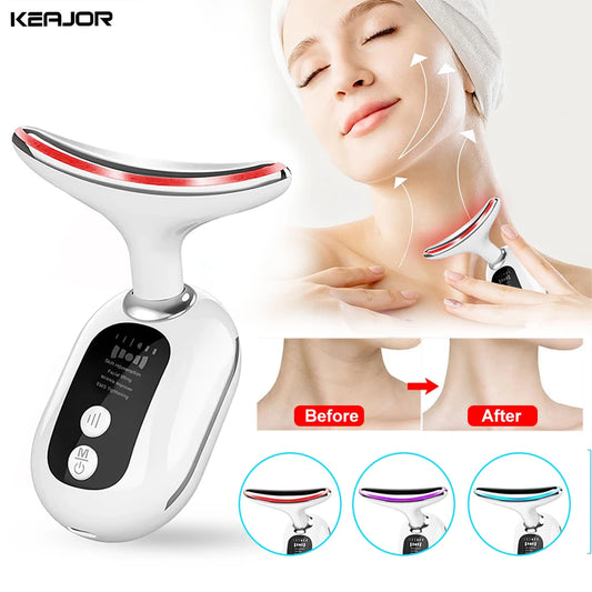 Photon Skin Tighten Beauty Massageador Facial com EMS e LED – Levanta, Rejuvenesce e Remove Rugas e Papada em Casa!